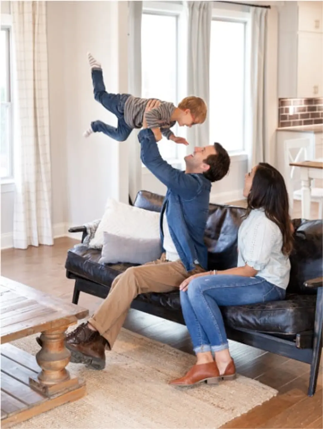 family playing in living room